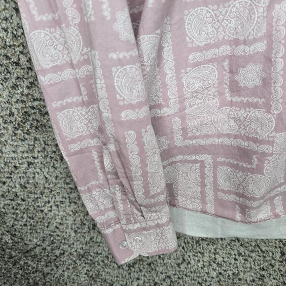Scotch & Soda Top Womens XXL 2XL Pink Button Up Paisley Print Collared Casual - Picture 3 of 7